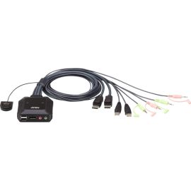 ATEN 2-Port USB DisplayPort Cable KVM Switch with Remote Port Selector