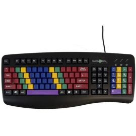 Ablenet LessonBoard Pro standard QWERTY keyboard color coded by finger layout without letters printed on the keys