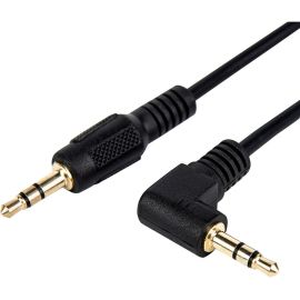 Rocstor Premium Slim 3.5mm to Right Angle Stereo Audio Cable 1 ft - M/M - Mini-phone Male Stereo Audio - Mini-phone Male Stereo Audio Male to Right Angle Male- .3m - Black - For Smartphone, Mobile Phones, iPhone (with Headphone Ja