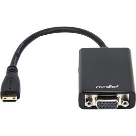 Rocstor Premium Mini HDMI to VGA Adapter - For Digital Still Camera and Video Camera - Resolution up to 1920x1080 - HDMI/VGA for Video Device, Projector, Monitor, Tablet PC, Camera - 1 x HDMI (Mini Type C) Digital Audio/Video - 1