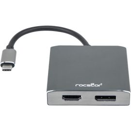 Rocstor Premium USB-C to DisplayPort & HDMI Dual Port Adapter - DisplayPort 4K @60Hz, HDMI 4K@30Hz - USB Type- C to 1x DisplayPort & 1x HDMI - 2-Port MST Adapter - for Mac and Windows - 4Kx2K 60Hz DisplayPort Resolutions up to 384