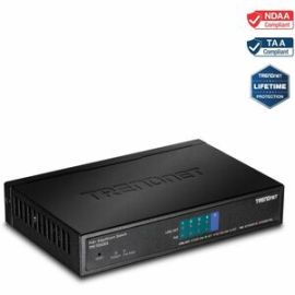 TRENDnet 5-Port Gigabit EdgeSmart PoE+ Switch, 4 x Gigabit PoE+ Ports, 1x Gigabit Port, 31W PoE Power Budget, Managed PoE+ Switch, Wall mountable, Lifetime Protection, Black, TPE-TG50ES