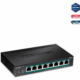 TRENDnet 8-Port Gigabit EdgeSmart PoE+ Switch, 8 x Gigabit PoE+ Ports, 64W PoE Power Budget, Managed PoE+ Switch, Wall Mountable, Desktop Ethernet Switch, Lifetime Protection, Black, TPE-TG82ES