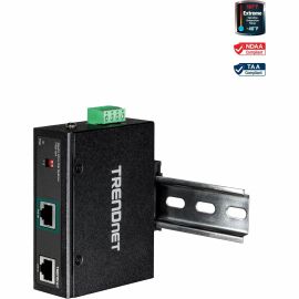 TRENDnet Industrial Gigabit UPoE Splitter, Dual DC Power Outputs, DIN-Rail or Wall-Mountable, Adjustable Voltage Output, TI-SG104