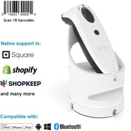 Socket Mobile SocketScan S730, Laser Barcode Scanner, White & White Charging Dock