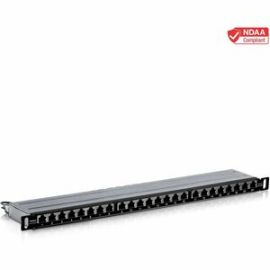 TRENDnet 24-Port CAT6A Shielded Half-U Patch Panel, 10G Ready, Half The Height of Standard 1U Patch Panels, Metal Rackmount Housing, CAT5e,Cat6,Cat6A Compatible, Cable Management, Black, TC-P24C6AHS