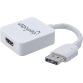 Manhattan HDMI to DisplayPort Cable, 4K@30Hz, 11cm, Female to Male, 10.2 Gbps, White, Three Year Warranty, Blister