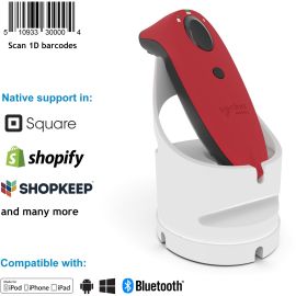 Socket Mobile SocketScan S730, Laser Barcode Scanner, Red & White Charging Dock