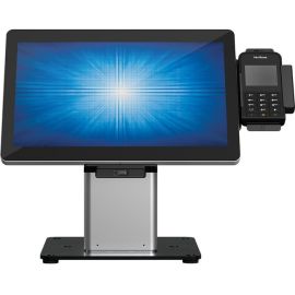 Elo Slim Desk Mount for Touchscreen Monitor, Cradle, Bar Code Reader, Fingerprint Reader, Webcam - Black, Silver