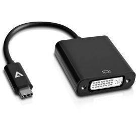 V7 Black USB Video Adapter USB-C Male to DVI-I Female