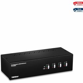 TRENDnet 4-Port Dual Monitor DisplayPort KVM Switch With Audio, 2-Port USB 2.0 Hub, 4K UHD Resolution Up To 3840 x 2160, Connect 4 DisplayPort Monitors, Dual Monitor 4 Port KVM Switch, Black, TK-440DP