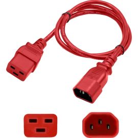 ADDON 2FT C14 MALE TO C19 FEMALE 14AWG 100-250V AT 15A RED POWER CABLE