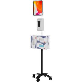 CTA Digital Compact Gooseneck Floor Stand for 7-13 Inch Tablets with Sanitizing Station & Automatic Soap Dispenser