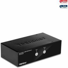 TRENDnet 2-Port DisplayPort KVM Switch, DisplayPort 1.2 KVM, Connect and Control Two Computers, Supports 4K UHD Resolution, 3840 x 2160 at 60Hz, 2-Port USB 2.0 Hub, Black, TK-241DP