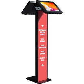 CTA Digital Customizable Dual Enclosure Locking Floor Stand Kiosk with Graphic Card Slot for Branding for 10.2