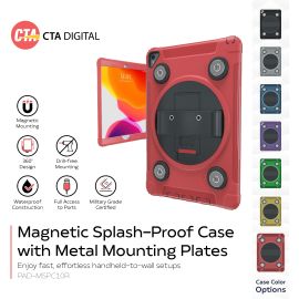 CTA Digital: Magnetic Splash-Proof Case with Metal Mounting Plates for iPad 7th & 8th Gen 10.2?, iPad Air 3 & iPad Pro 10.5?, Red