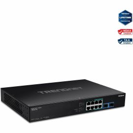 TRENDnet TPE-BG102g- 10-Port Gigabit 240W PoE++ Switch with 4 x 95W PoE++ Ports- 4 x 30W PoE+ Ports- 2 Gigabit SFP Slots, 240W PoE Budget- 1U 19