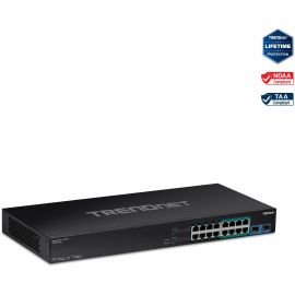 TRENDnet TPE-BG182g, 18-Port Gigabit 470W PoE++ Switch with 8 x 95W PoE++ Ports, 8 x 30W PoE+ Ports, 2 Gigabit SFP Slots,470W PoE Budget, 1U 19