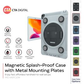 CTA Digital: Magnetic Splash-Proof Case with Metal Mounting Plates for iPad 7th & 8th Gen 10.2?, iPad Air 3 & iPad Pro 10.5?, White