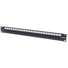 Intellinet Patch Panel, Cat6, UTP, 24 Port, 1U, Locking Function, Top Entry Punch Down, Black