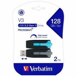 128GB Store 'n' Go V3 USB 3.2 Gen 1 Flash Drive - 2pk - Blue, Gray