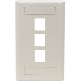 Black Box Keystone Wallplate - Single-Gang, 3-Port, Off White, 10-Pack