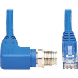 Eaton Tripp Lite Series M12 X-Code Cat6 1G UTP CMR-LP Ethernet Cable (Right-Angle M12 M/RJ45 M), IP68, PoE, Blue, 2 m (6.6 ft.)