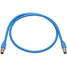 Eaton Tripp Lite Series M12 X-Code Cat6a 10G F/UTP CMR-LP Shielded Ethernet Cable (M/M), IP68, PoE, Blue, 1 m (3.3 ft.)