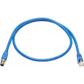 Eaton Tripp Lite Series M12 X-Code Cat6a 10G F/UTP CMR-LP Shielded Ethernet Cable (M12 M/RJ45 M), IP68, PoE, Blue, 1 m (3.3 ft.)