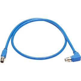 Eaton Tripp Lite Series M12 X-Code Cat6a 10G F/UTP CMR-LP Shielded Ethernet Cable (Right-Angle M/M), IP68, PoE, Blue, 1 m (3.3 ft.)