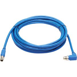 Eaton Tripp Lite Series M12 X-Code Cat6a 10G F/UTP CMR-LP Shielded Ethernet Cable (Right-Angle M/M), IP68, PoE, Blue, 3 m (9.8 ft.)