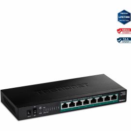 TRENDnet 8-Port Unmanaged 2.5G PoE+ Switch, Fanless, Compact Desktop Design, Metal Housing, 2.5GBASE-T Ports, IEEE 802.3bz, 100W PoE Budget, Lifetime Protection, Black, TPE-TG380