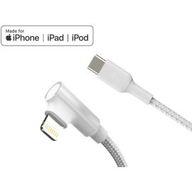 4XEM's USB-C to Lightning Right Angled 6 FT Charging Cable (White) - MFi Certified