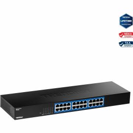 TRENDnet 24-Port Gigabit Switch, TEG-S25, 24 x Gigabit RJ-45 Ports, 48Gbps Switching Capacity, Fanless Design, Metal Enclosure, Internal Power Supply, Lifetime Protection, Black