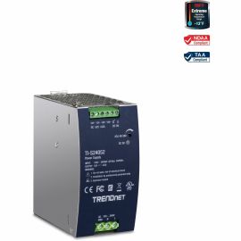 TRENDnet 240W, 52V DC, 4.61A AC to DC DIN-Rail Power Supply, TI-S24052, Industrial Power Supply with Built-In Power Factor Controller Function, Silver