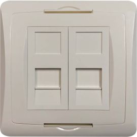 Tripp Lite by Eaton 2-Port UK-Style Wall Plate, Unloaded Shuttered Module, White