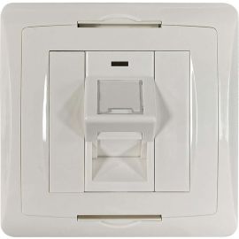 Tripp Lite by Eaton 1-Port UK-Style Wall Plate, Unloaded Shuttered Angled Module, White