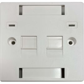 Tripp Lite by Eaton 2-Port UK-Style Keystone Wall Plate, Unloaded Shuttered Module, Icon Tabs, White