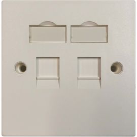 Tripp Lite by Eaton 2-Port UK-Style Keystone Wall Plate, Unloaded Shuttered Module, White