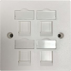 Tripp Lite by Eaton 4-Port UK-Style Keystone Wall Plate, Unloaded Shuttered Module, White