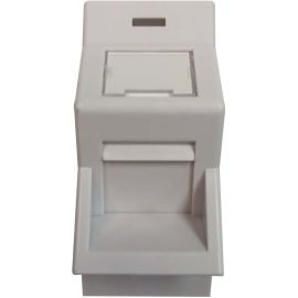 Tripp Lite by Eaton 1-Port UK-Style Insert, Unloaded Shuttered Angled Module, 25 x 50 mm, Icon Tab, White