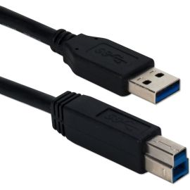 QVS 10ft USB 3.0/3.1 Compliant 5Gbps Type A Male to B Male Black Cable