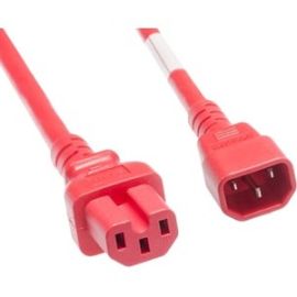 POWER CORD C14-C15, 15AMP, 14AWG, UL, SJT, 250V, RED, 3FT