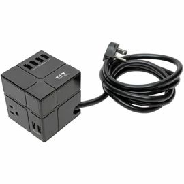 Tripp Lite by Eaton Safe-IT 3-Outlet Cube Surge Protector 5-15R Outlets 6 USB Charging Ports 8 ft. (2.4 m) Cord Antimicrobial Protection