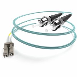 UNC OM4 LC TO ST FIBER OPTIC CABLE, AQUA 50/125UM DUPLEX MULTIMODE FIBER DESIGNE