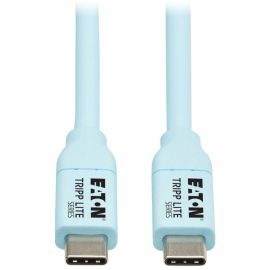 Tripp Lite Safe-IT USB-C Cable (M/M), Antibacterial, Ultra Flexible, 240W PD Charging, Light Blue, 6 ft. (1.8 m)