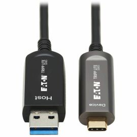 Tripp Lite by Eaton USB-A to USB-C AOC Cable (M/M) - USB 3.2 Gen 2 (10Gbps) Plenum-Rated Fiber Active Optical - Data Only Black 30 m (98 ft.)