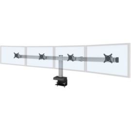 BILD QUAD MONITOR MOUNT WITH STATIC COLUMN, THRU-BOLT DESK INSTALLATION. SUPPORT