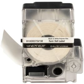 Panduit PXE R100X075V1M MP Printer Turn-Tell Label, Vinyl, White, 0.75