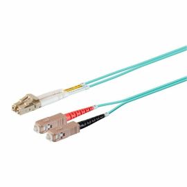 MONOPRICE MULTI-MODE OM4 FIBER OPTIC CABLE - LC-SC UL 50/125 OFNR DUPLEX AQUA 10